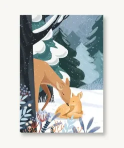VIERUNDFÜNFZIG Postkarte | Winter Rehe Waldtiere