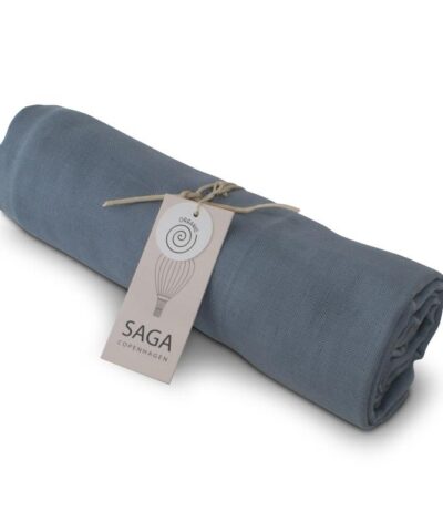 Saga Copenhagen Bio Musselin Swaddle HULA 100x100cm | Moonlight Blue