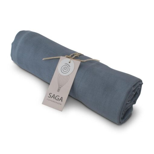 Saga Copenhagen Bio Musselin Swaddle HULA 100x100cm | Moonlight Blue