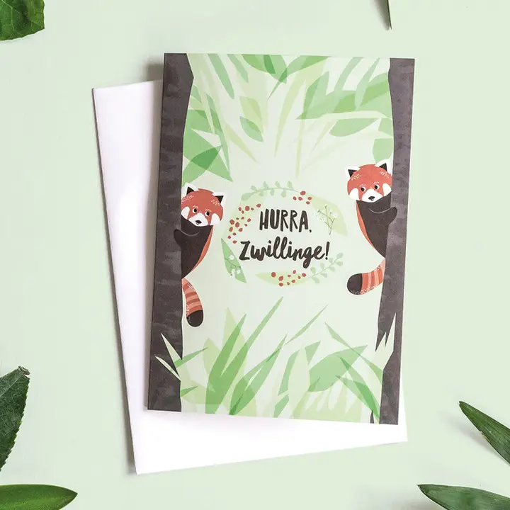 VIERUNDFÜNFZIG Klappkarte | Hurra Zwillinge