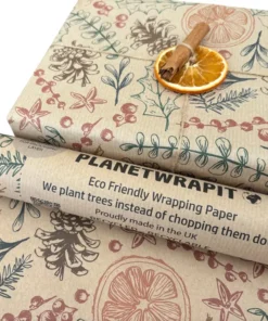 Planetwrapit Nachhaltiges Geschenkpapier Rolle 5mx50cm | X-mas getrocknete Orange