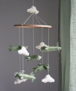 Gamcha Baby Mobile aus Filz | Flugzeug grün