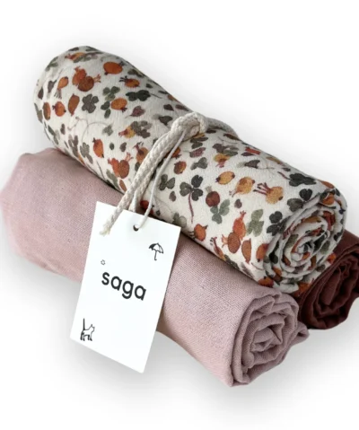 Saga Copenhagen Bio Musselin Nuschi VIDAR 70x70cm SET | mix rose / print