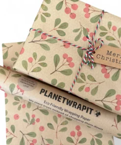 Planetwrapit Nachhaltiges Geschenkpapier Rolle 5mx50cm | Christmas Mistletoe