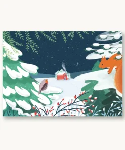 VIERUNDFÜNFZIG Postkarte | Winterabend Eichhörnchen