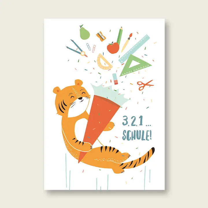 VIERUNDFÜNFZIG Postkarte | Schulanfang 3, 2, 1 Schule