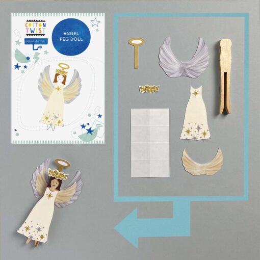 Cotton Twist Kreativ Bastelset Weihnachten (ab 3 J.) | Engel Peg-Puppe – Bild 2