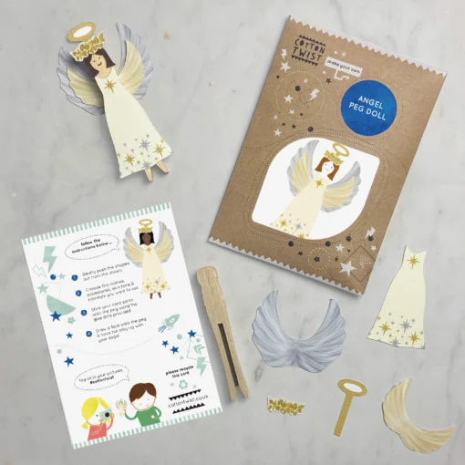 Cotton Twist Kreativ Bastelset Weihnachten (ab 3 J.) | Engel Peg-Puppe