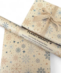 Planetwrapit Nachhaltiges Geschenkpapier Rolle 5mx50cm | Christmas Snowflake