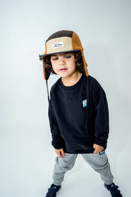 LIL' BOO 5 Panel Fleece CAP mit Fleece und Ohrenklappen | brown