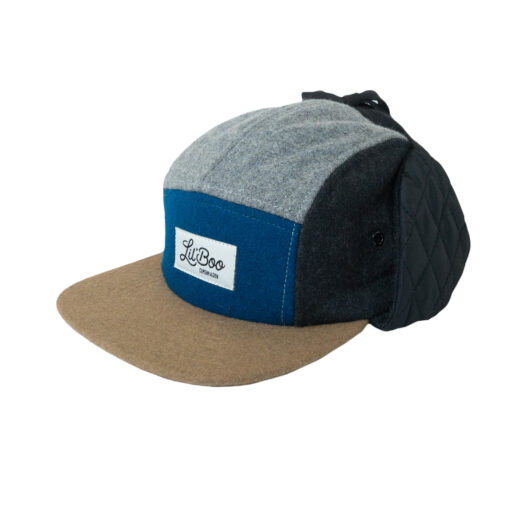 LIL' BOO 5 Panel Wool CAP mit Fleece und Ohrenklappen | black-blue
