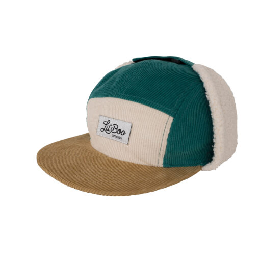 LIL' BOO 5 Panel Cord CAP mit Fleece und Ohrenklappen | green – Bild 3