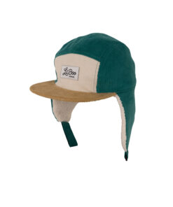 LIL' BOO 5 Panel Cord CAP mit Fleece und Ohrenklappen | green