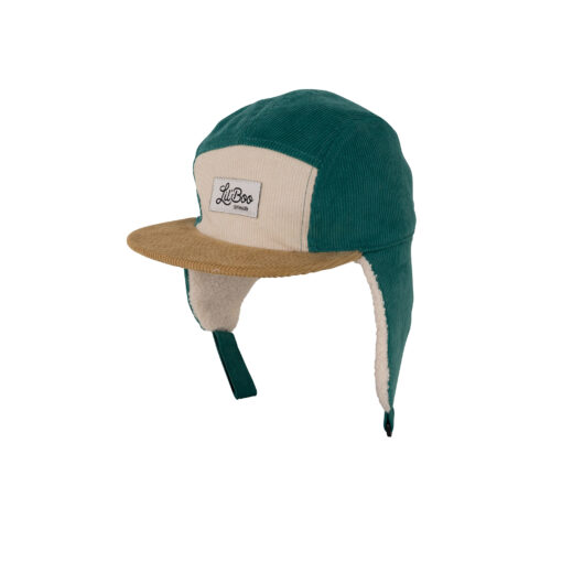 LIL' BOO 5 Panel Cord CAP mit Fleece und Ohrenklappen | green