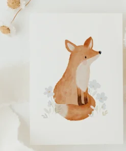 Hej Hanni Postkarte | Fuchs mit Blumen