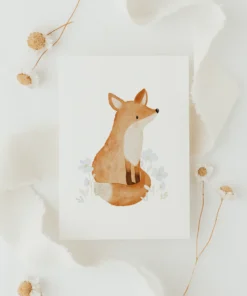 Hej Hanni Postkarte | Fuchs mit Blumen