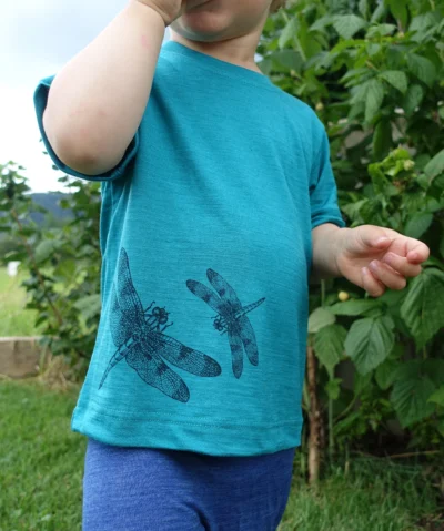 Glückskind T-Shirt Merinowolle & Seide Libelle | smaragd