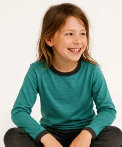 Glückskind Shirt Merinowolle & Seide | smaragd uni