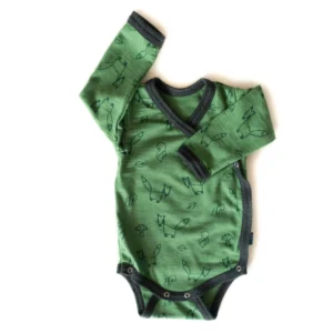 Glückskind Wickelbody Merinowolle & Seide | Waldgrün Fuchs