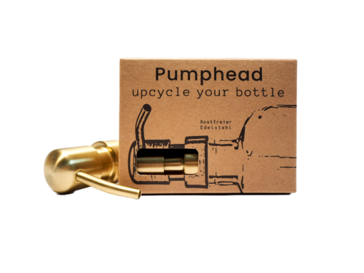 Spender-Aufsatz Pumphead für Glasflaschen gold