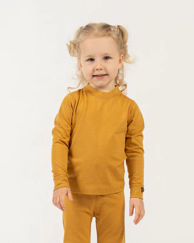 MENIQUE Kinder Leggins Hose 160 Merino | Mustard – Bild 6