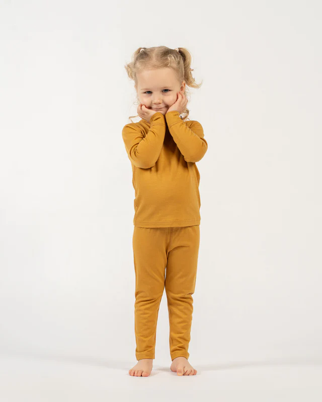 MENIQUE Kinder Leggins Hose 160 Merino | Mustard