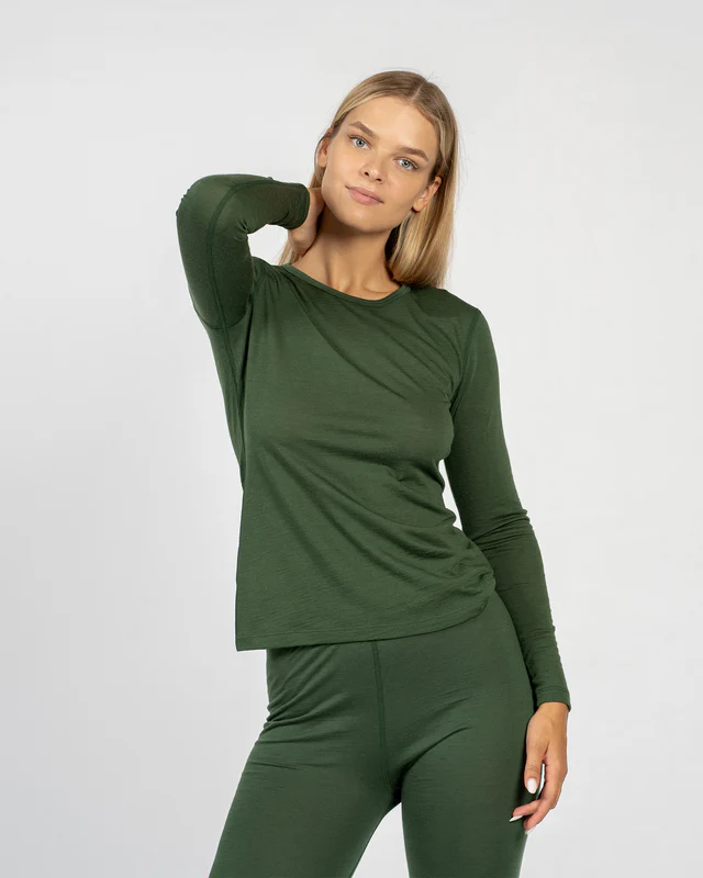 MENIQUE Damen Langarmshirt 160 Merino | Grün – Bild 2