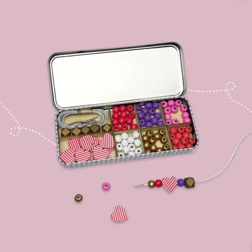 Cotton Twist Holzperlen Armband 5er Set Dose (3-8 J.) | Love & Heart