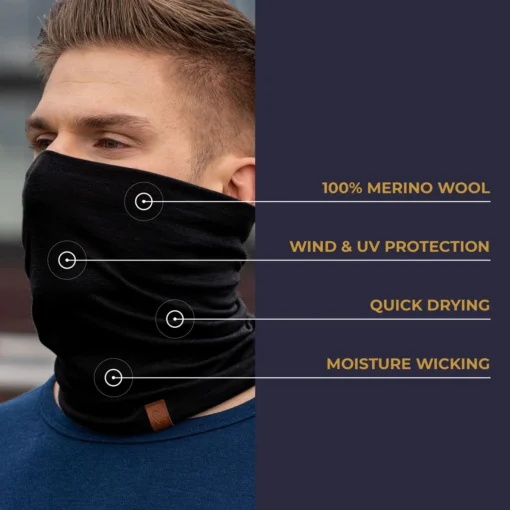 MENIQUE Merino Halswärmer/Schlauchschal Unisex | SCHWARZ