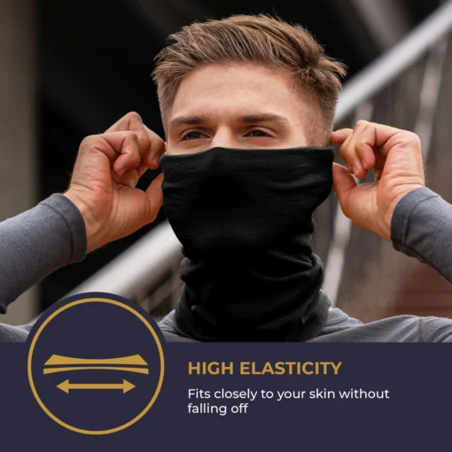 MENIQUE Merino Halswärmer/Schlauchschal Unisex | SCHWARZ