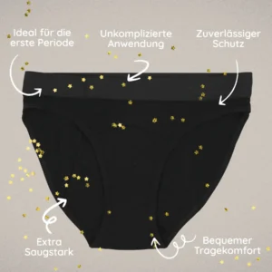 MYLILY Periodenunterwäsche TEENS SLIP | Schwarz