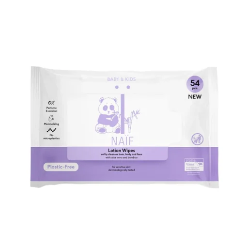 NAÏF Plastikfreie Feuchttücher mit Lotion für Baby & Kind 1 Pack (54stk)