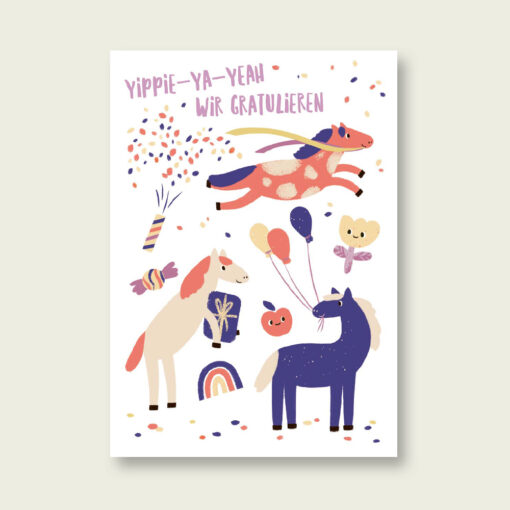 vierundfünfzig postkarte | Geburtstag Pferde-Party