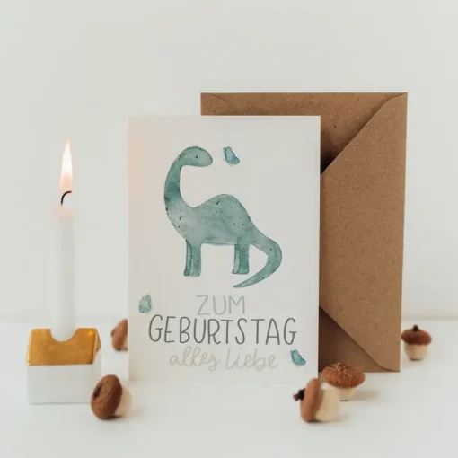 Postkarte Geburtstag Dino "Zum Geburtstag alles Liebe"