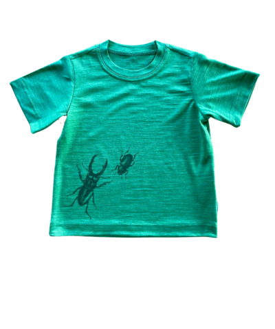 Glückskind T-Shirt Merinowolle & Seide | Hirschkäfer grün