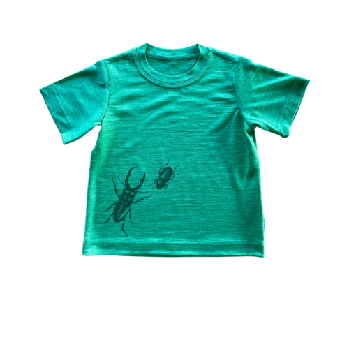 Glückskind T-Shirt Merinowolle & Seide | Hirschkäfer grün