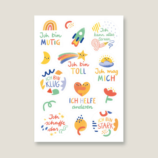 VIERUNDFÜNFZIG Wasserfeste (spülmaschinenfeste) Sticker (1 Bogen/ 15 Sticker) | Affirmationen – Bild 4