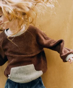 Tiralahilacha Kinder unisex Sherpa Sweatshirt (Bio-Baumwolle) TANIT | Braun