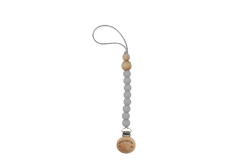 Cotton Cloud Schnullerkette aus Silikon/Holz ROUND | light grey