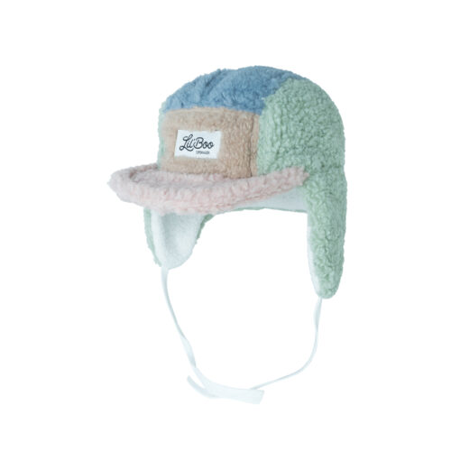 LIL' BOO 5 Panel Teddy Fleece CAP mit Ohrenklappen | rose-mint-blue – Bild 2