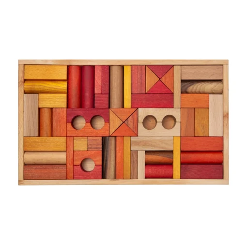 WOODEN STORY Holz Bauklötze Gross 54 Stk. | Feuer