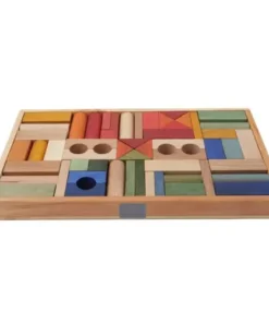 WOODEN STORY Holz Bauklötze Gross 54 Stk. | Regenbogen