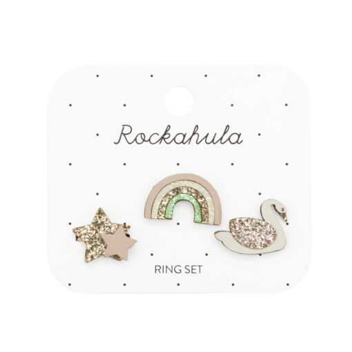 Rockahula Kinder Fingerringe Set | Enchanted Rainbow and Swan