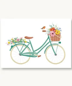 VIERUNDFÜNFZIG Postkarte | Sommer - Fahrrad mit Blumenkorb