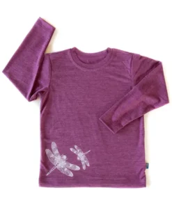 Glückskind Shirt Merinowolle & Seide | Zwetschke Libelle