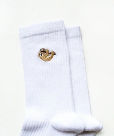 Bare Kind Bambus Socken gerippt ERW | Faultier weiss