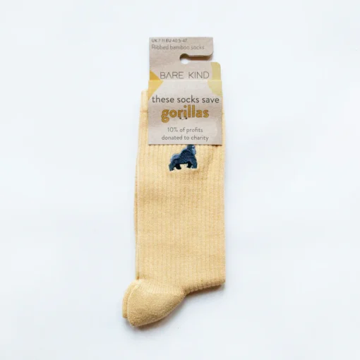 Bare Kind Bambus Socken gerippt ERW | Gorilla beige