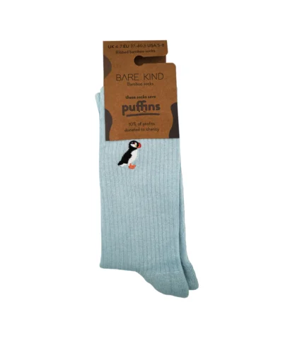 Bare Kind Bambus Socken gerippt ERW | Puffin hellblau