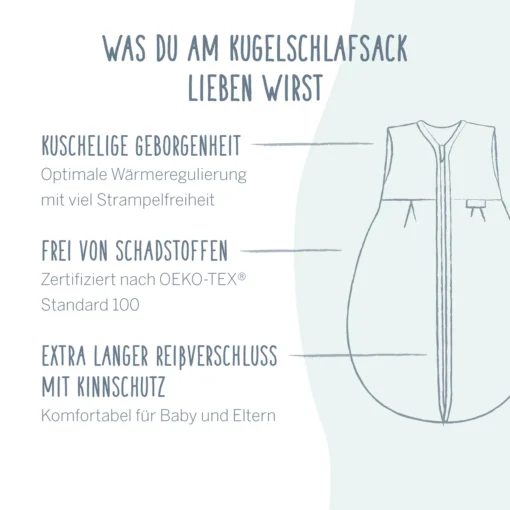 Alvi® Kugelschlafsack Thermo (BIO-Baumwolle) | Curly Dots – Bild 3