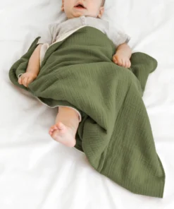 BIBAK Babydecke 70 x 70 cm aus Bio-Baumwolle | Olive